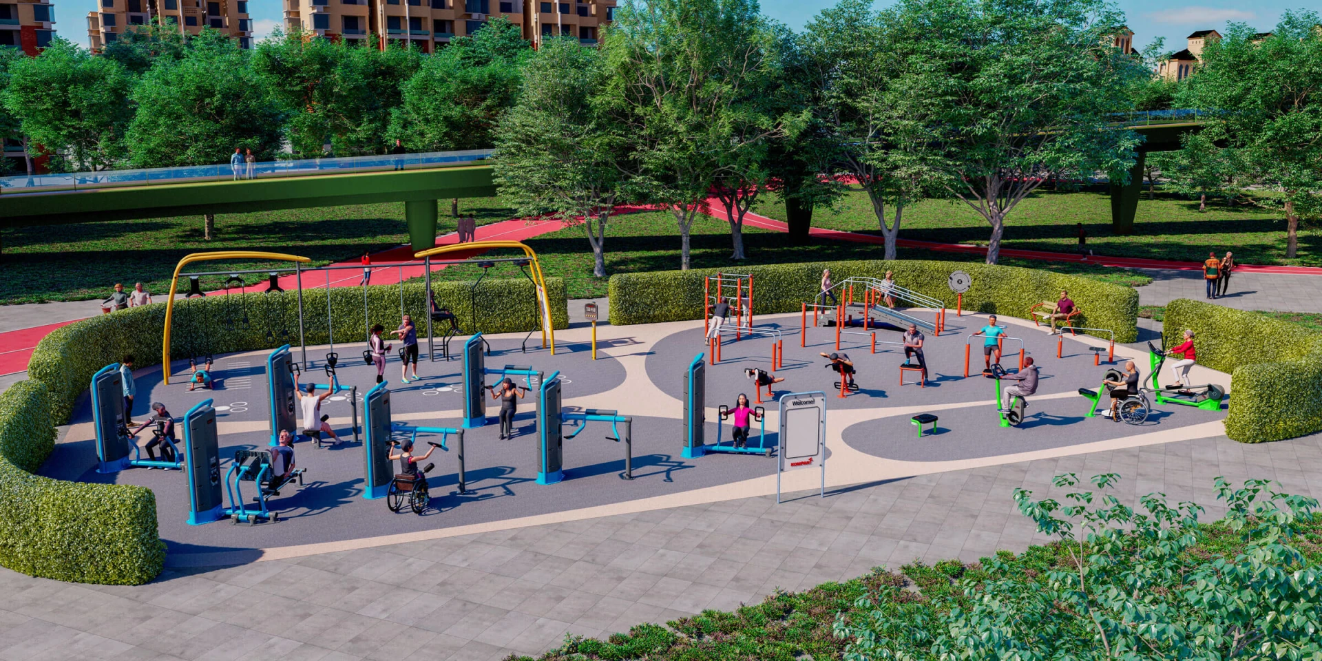 Design outdoor of an inclusive outdoor fitness area