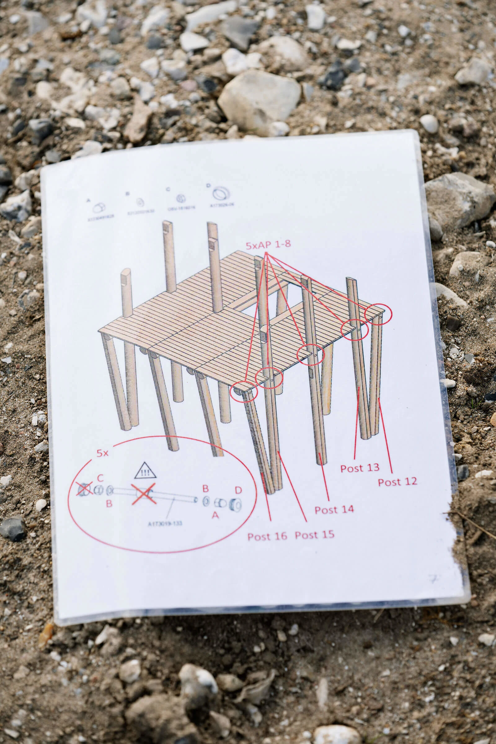 playground installation drawing of a wooden playground