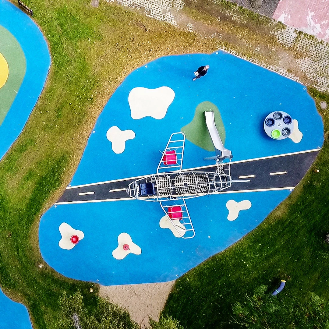 playground surfacing looking like a runway for planes