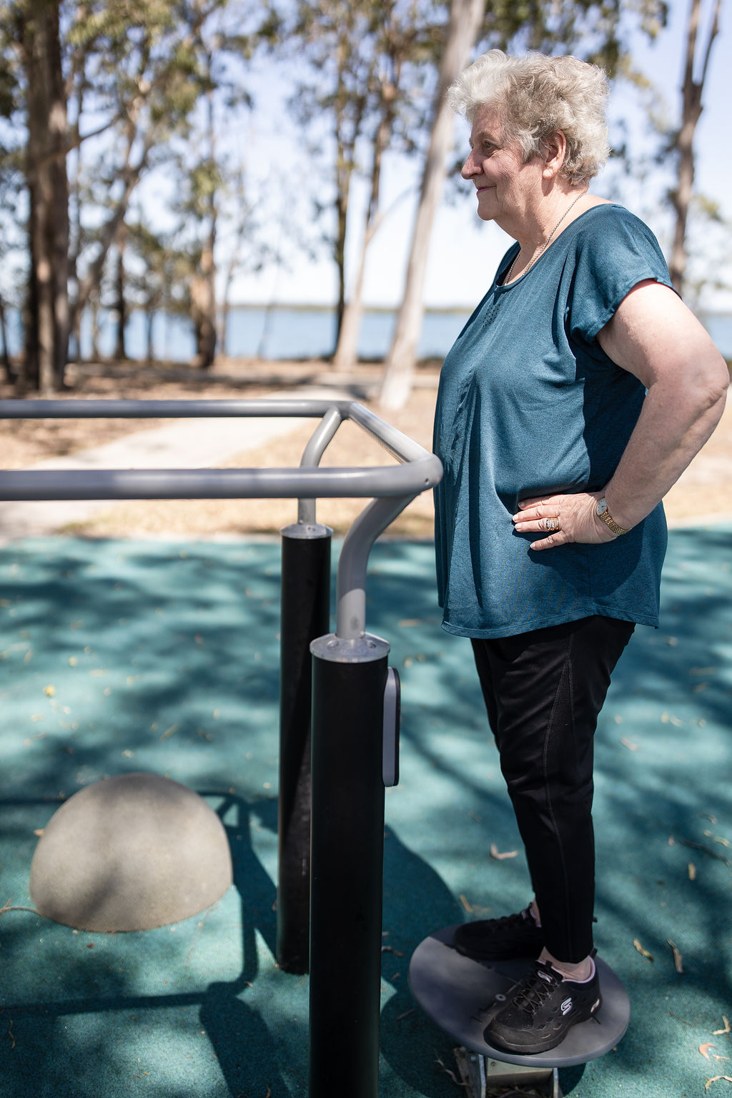 seniors working out in an outdoor gym