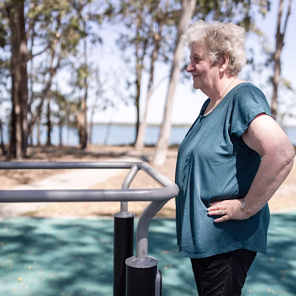 seniors working out in an outdoor gym