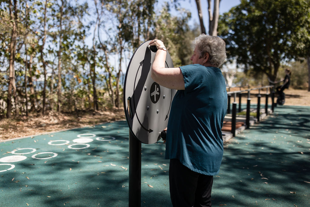 Seniors working out on a senior playground