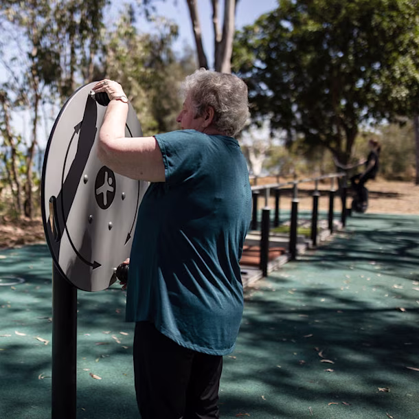Seniors working out on a senior playground