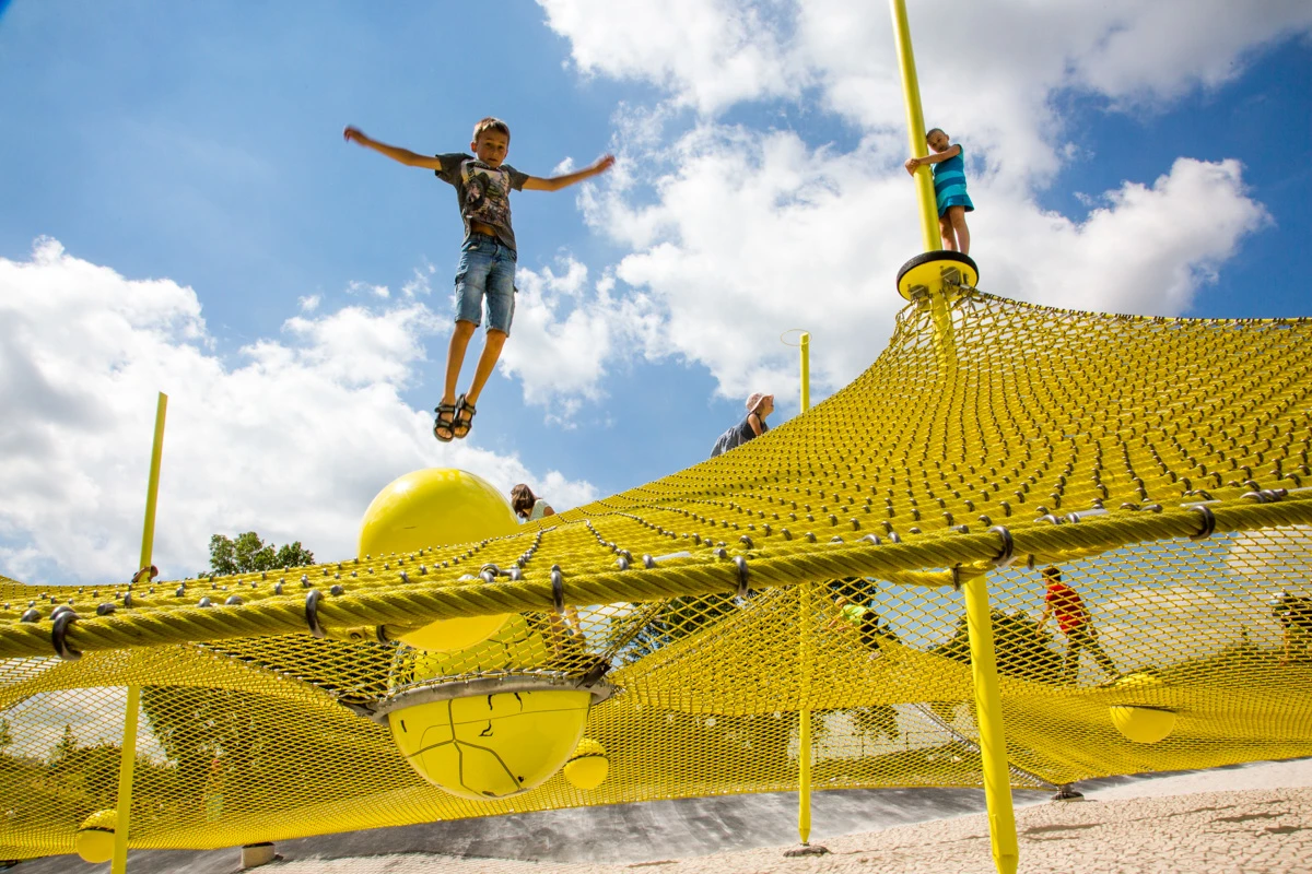 Futuristic rope playground design in Landesgardenschau 