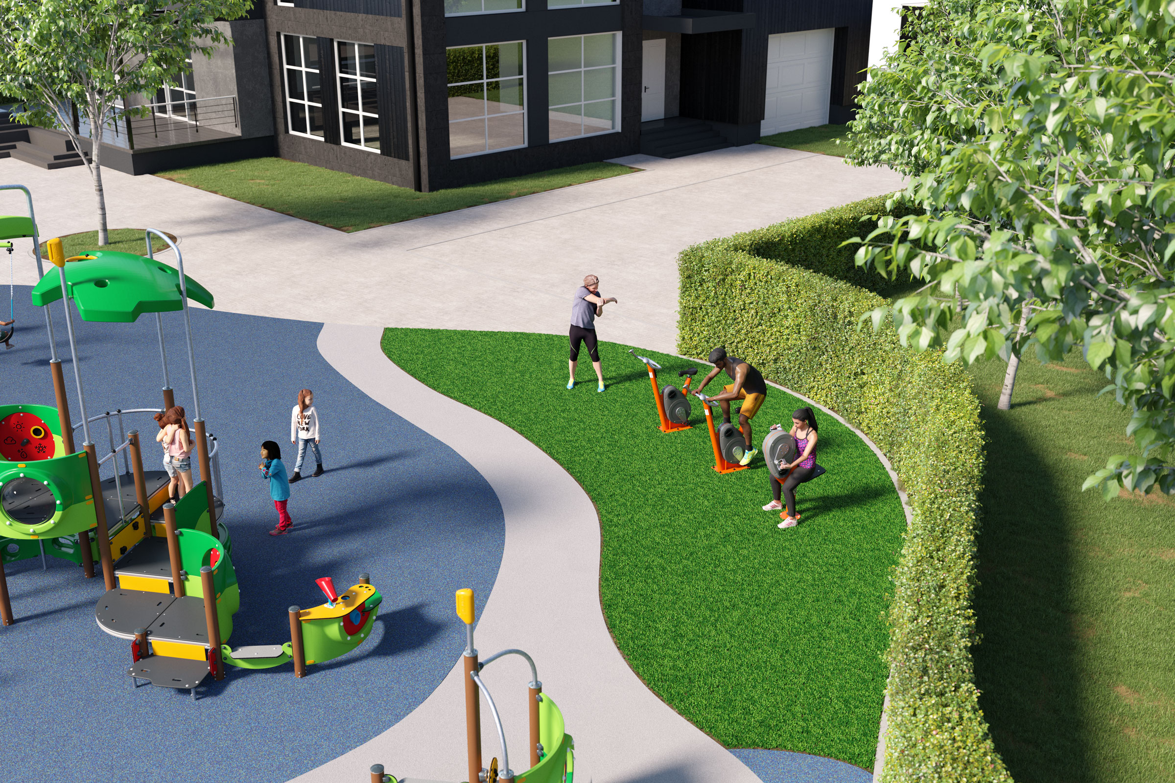 Compact outdoor fitness packages - BikeBLOCK
