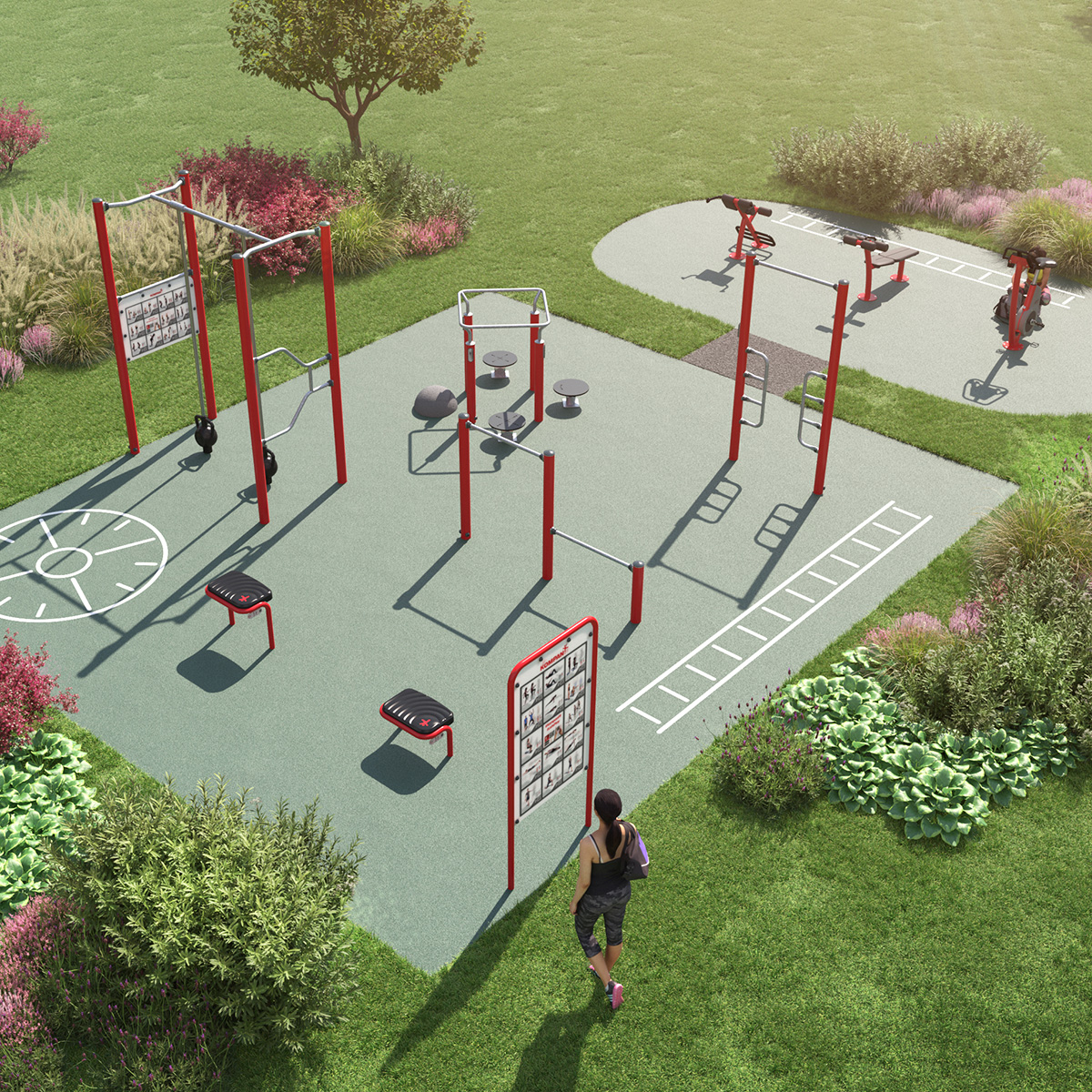man planning and designing an outdoor fitness product