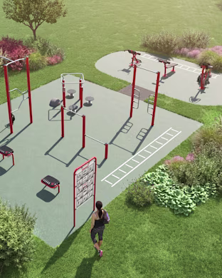man planning and designing an outdoor fitness product