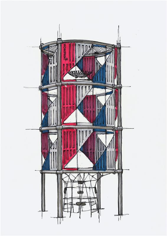 Infinity tower sketch - custom playground tower from kompan