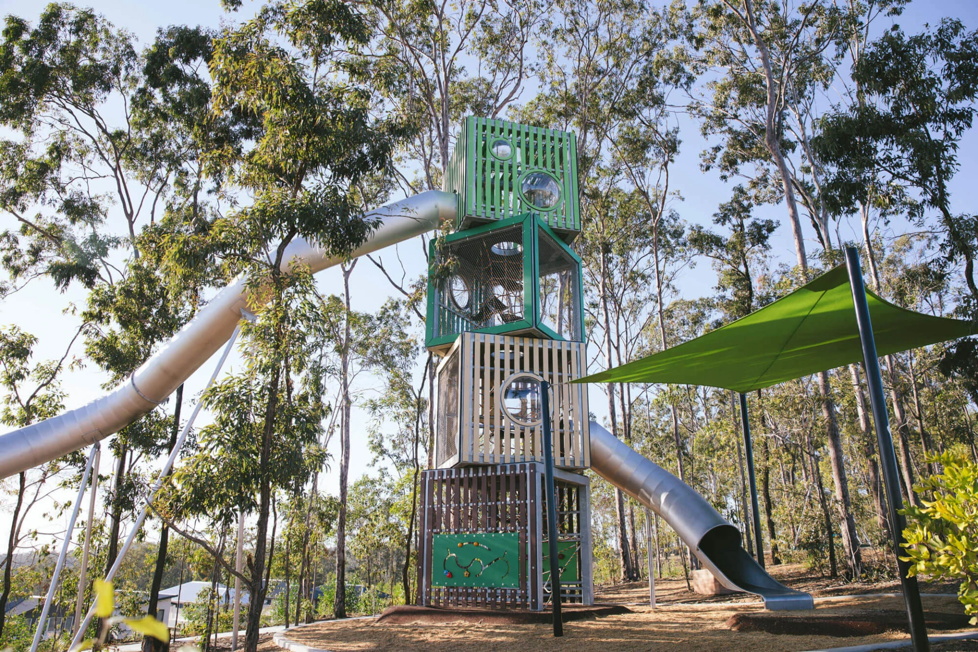 Cube play tower at Tucker Family Park in Australia