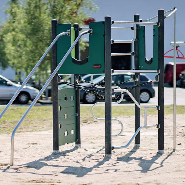 Climbing structure for playground with panels made of post-consumer ocean waste