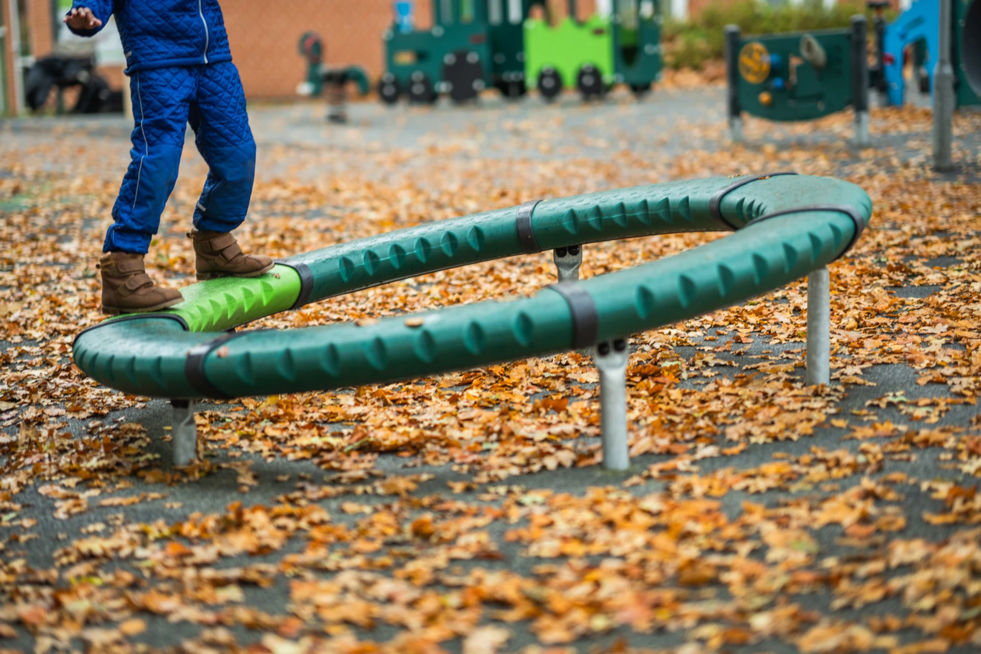 close up of green playground spinner