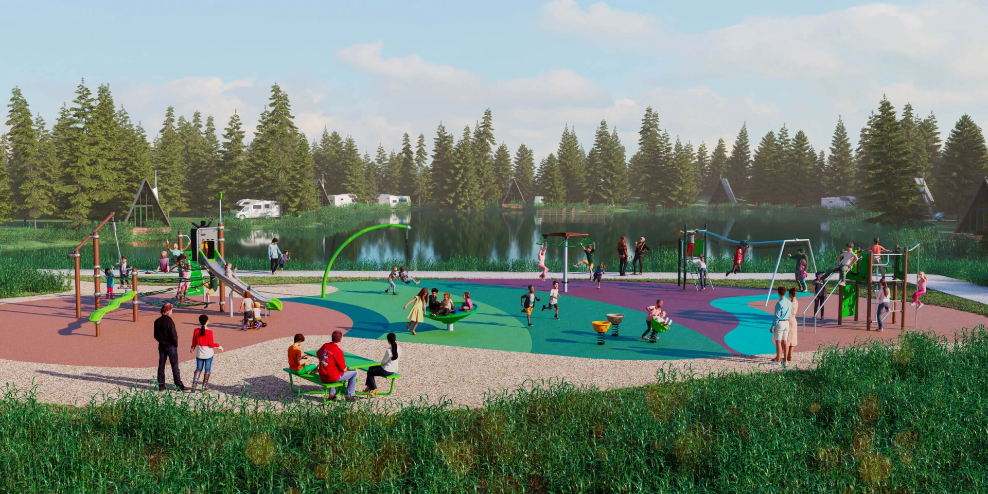 Design idé om en legeplads på en campingplads