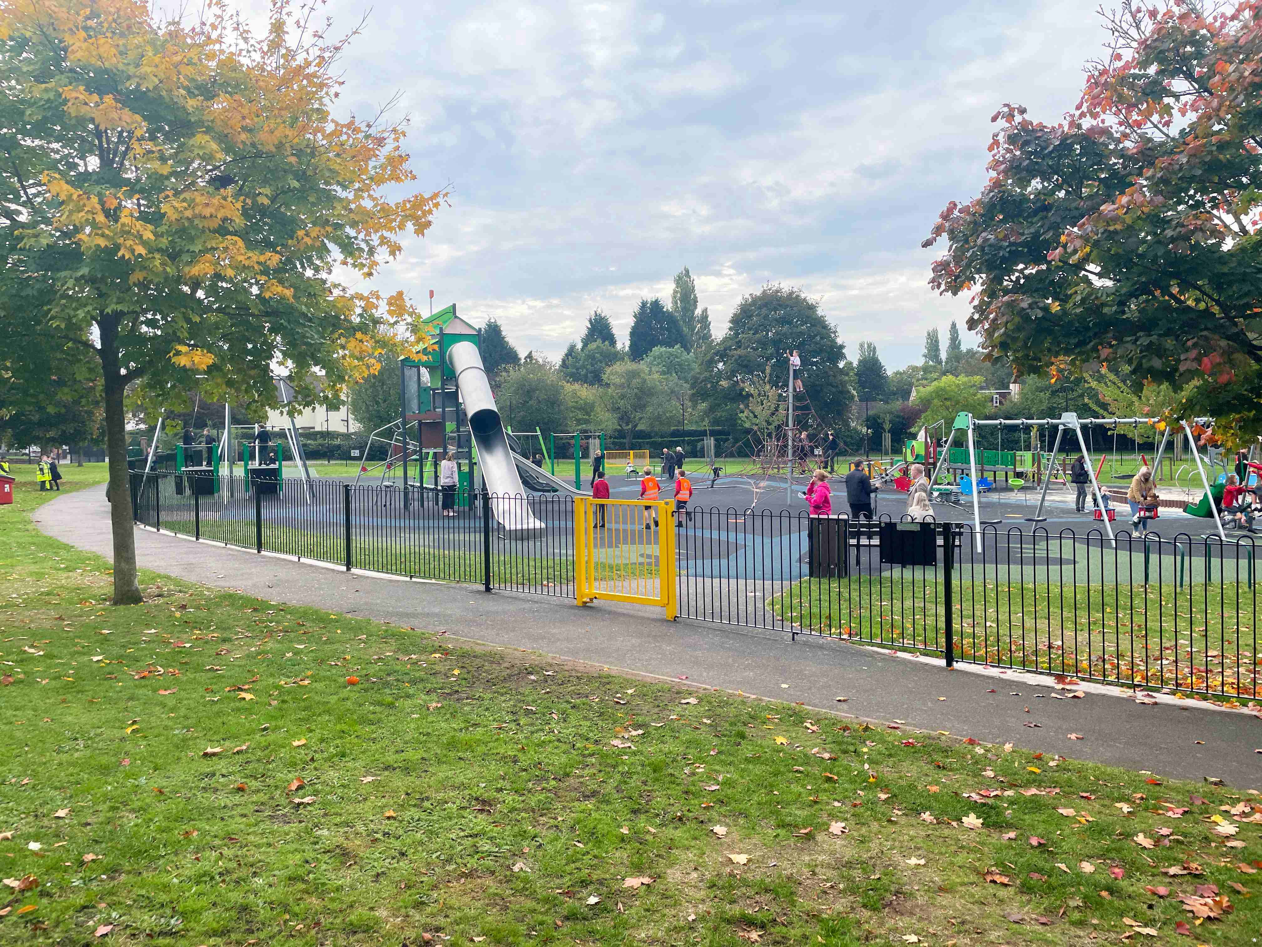 KOMPAN wow factor playground in Cannock Park with giant slide, swings and sand pit