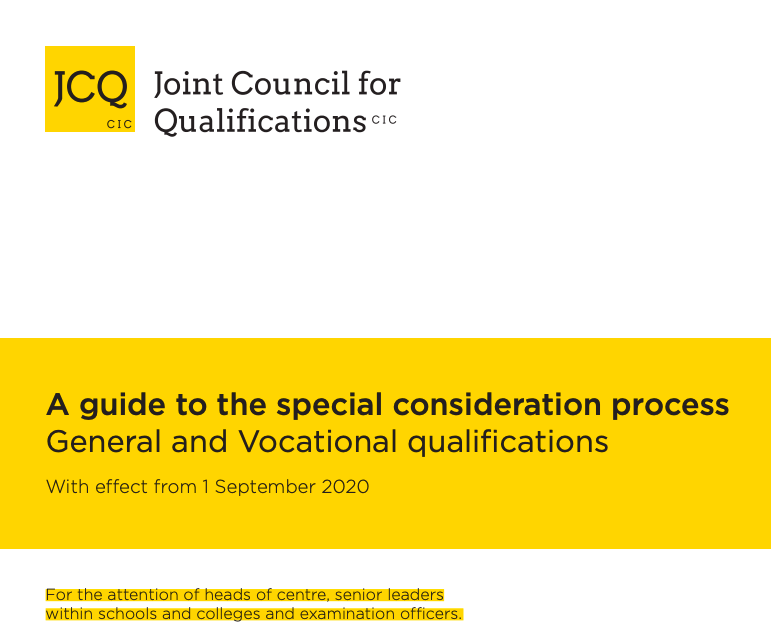 JCQ exam guidance 2021