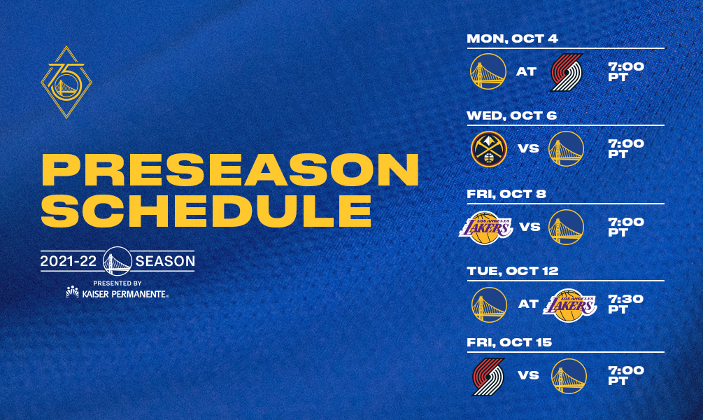 Warriors Announce 2021 Preseason Schedule