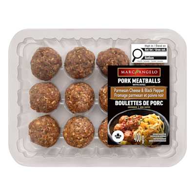 CON1753p 11871 CDN MA Pork Meatballs with Parmesane Cheese & Black Pepper 400g V4 F Front 1 3D