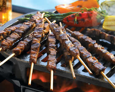 Lamb Spiedini roasting on the BBQ