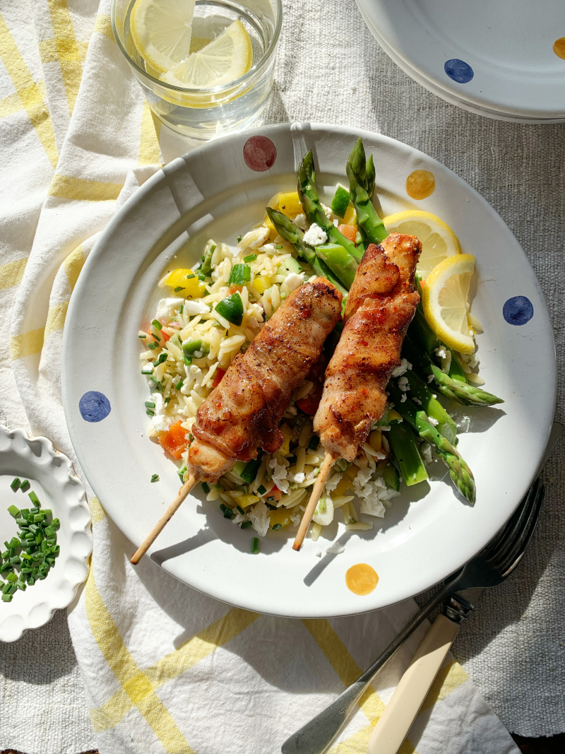 Bacon Twisters on orzo salad recipe