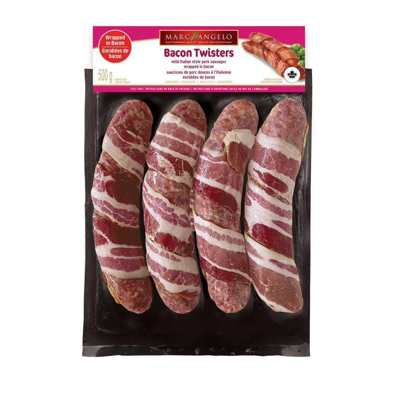 Bacon Twister Frozen Sausage pkg