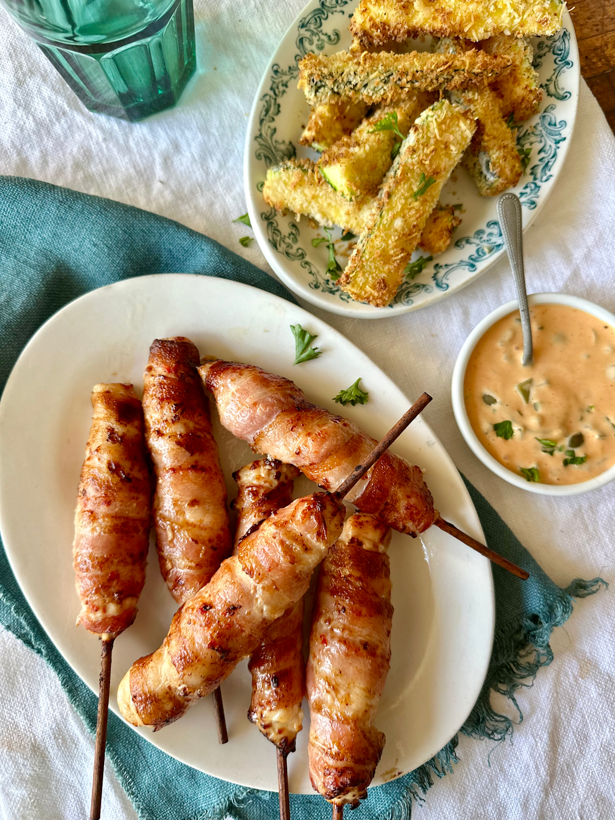 Air Fryer Zucchini Fries with Chicken Twisters and Dill Pickle Mayo