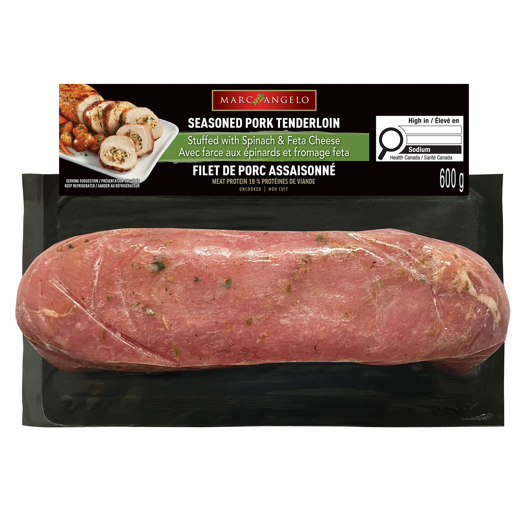 Seasoned Pork Tenderloin - Stuffed with Spinach & Feta Cheese