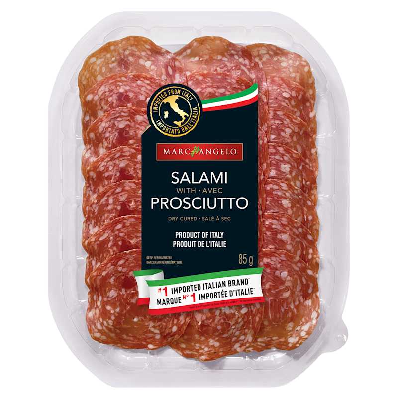 A photo of salami with prosciutto packaging