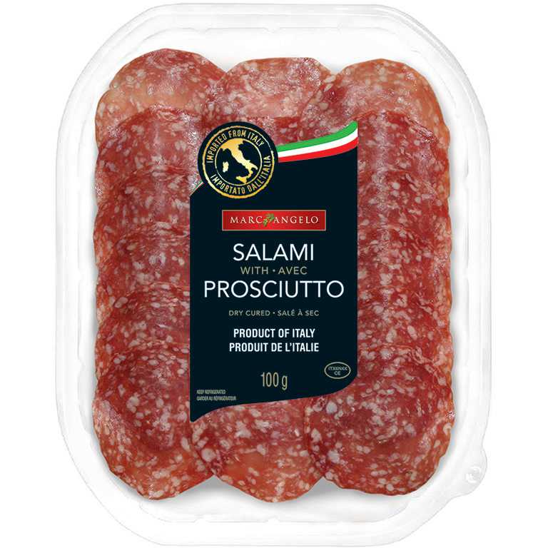 A photo of salami with prosciutto packaging