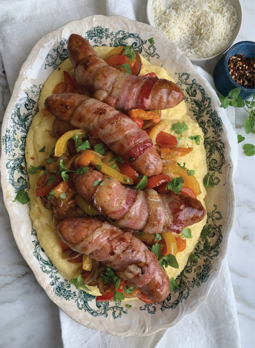 bacon twister sausages polenta recipe