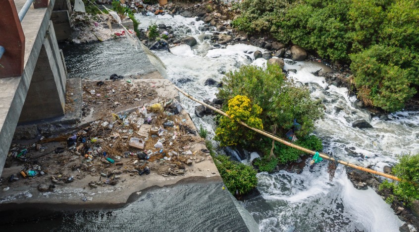 Plastic in river