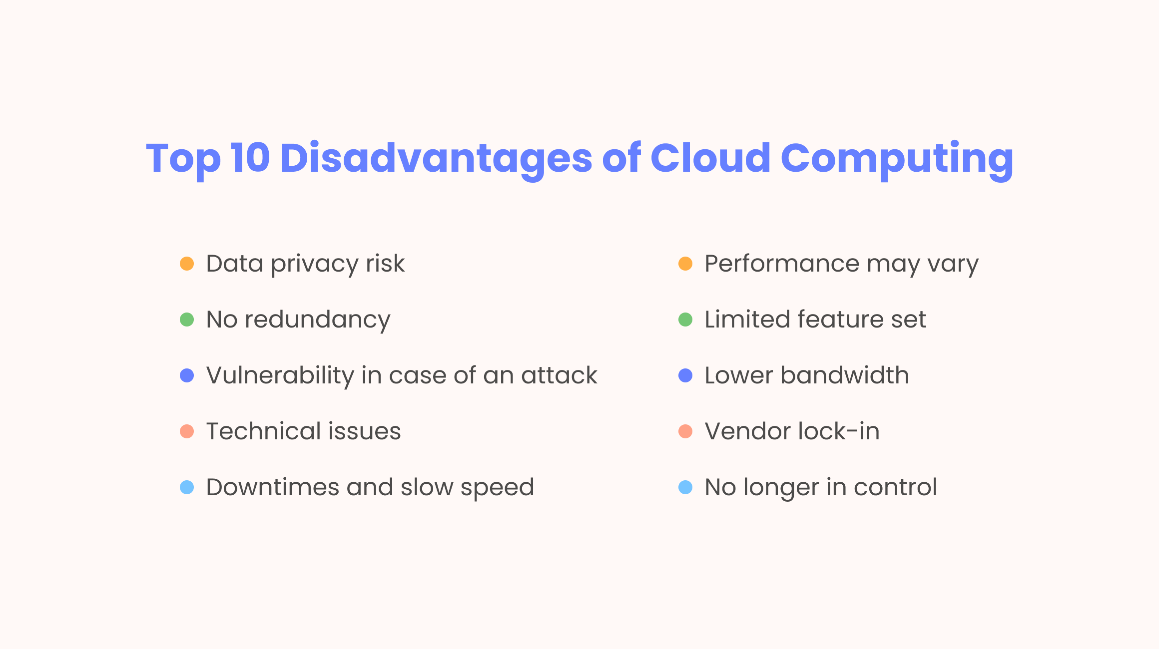 Disadvantages of Cloud Application Development
