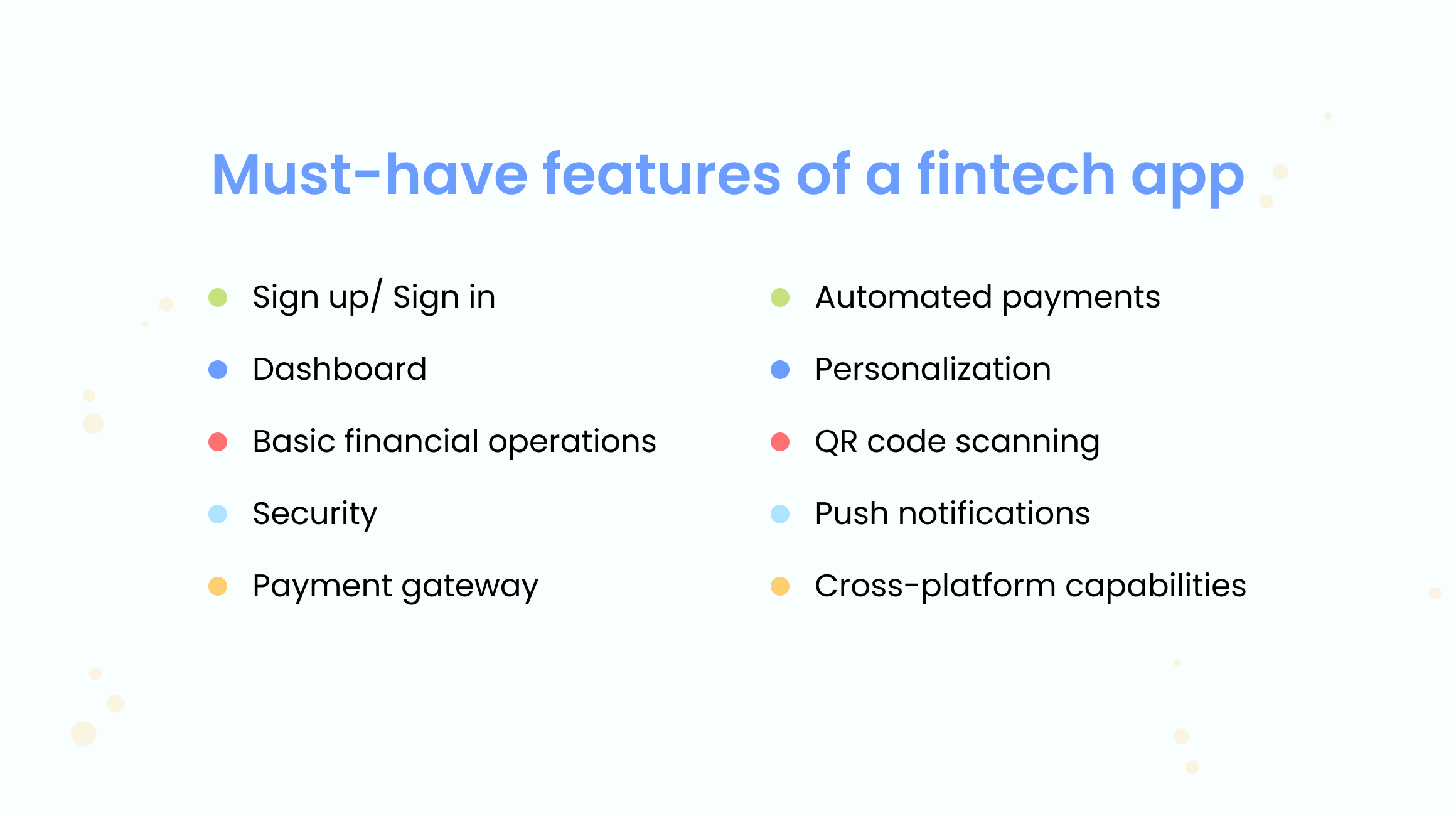 Features of a fintech app