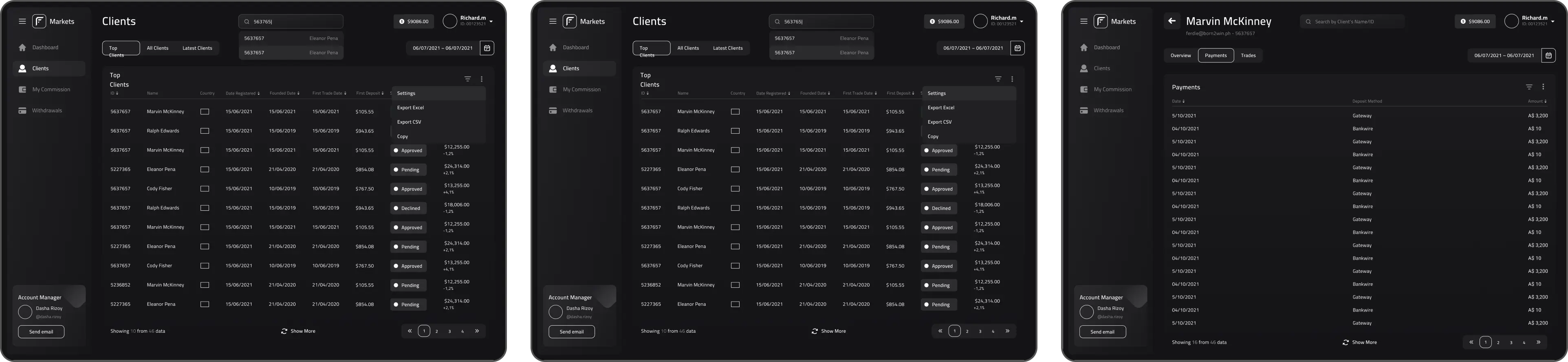 Fusion Markets first wireframe