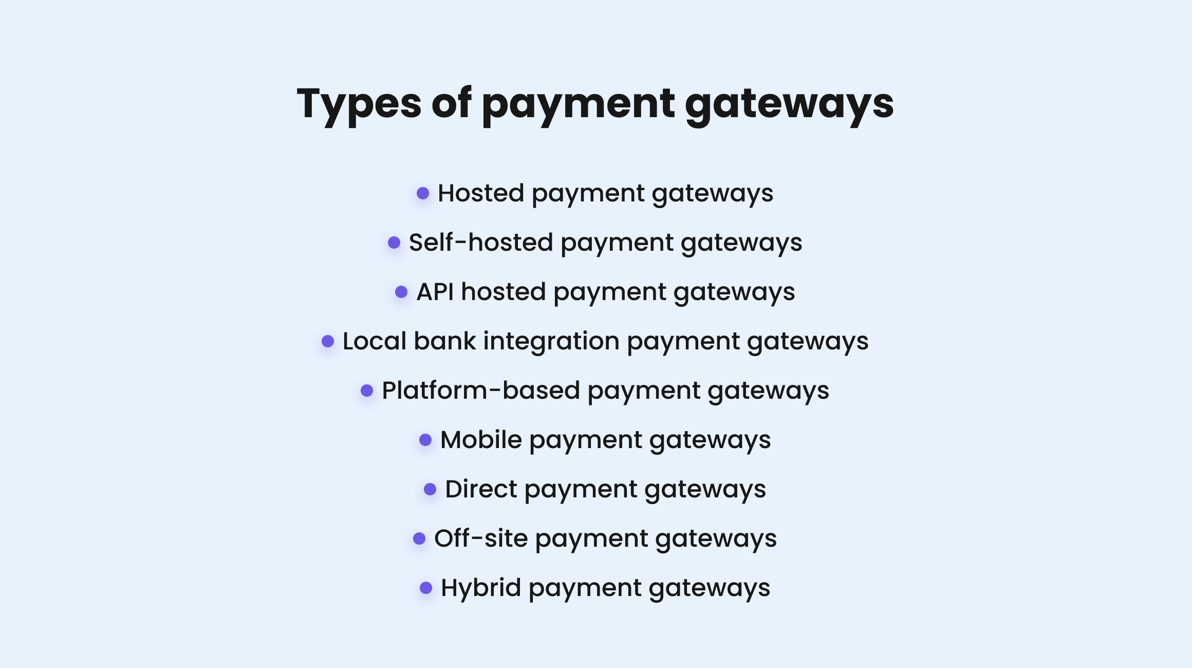 Types of payment gateways