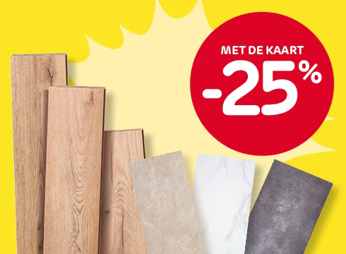 25% korting op alle binnenvloeren, vanaf 2 artikelen naar keuze