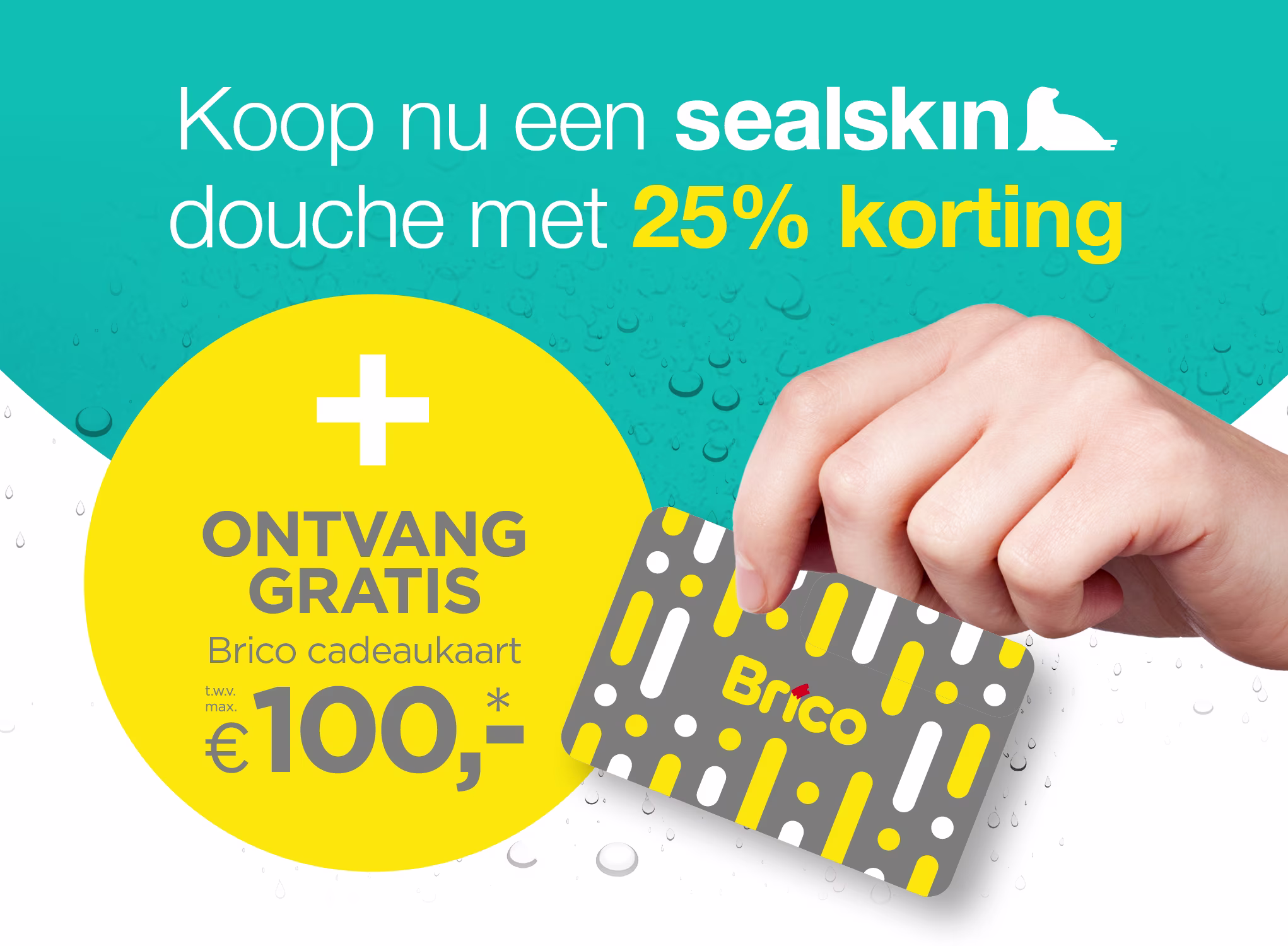25% korting op alle douchewanden en deuren Sealskin