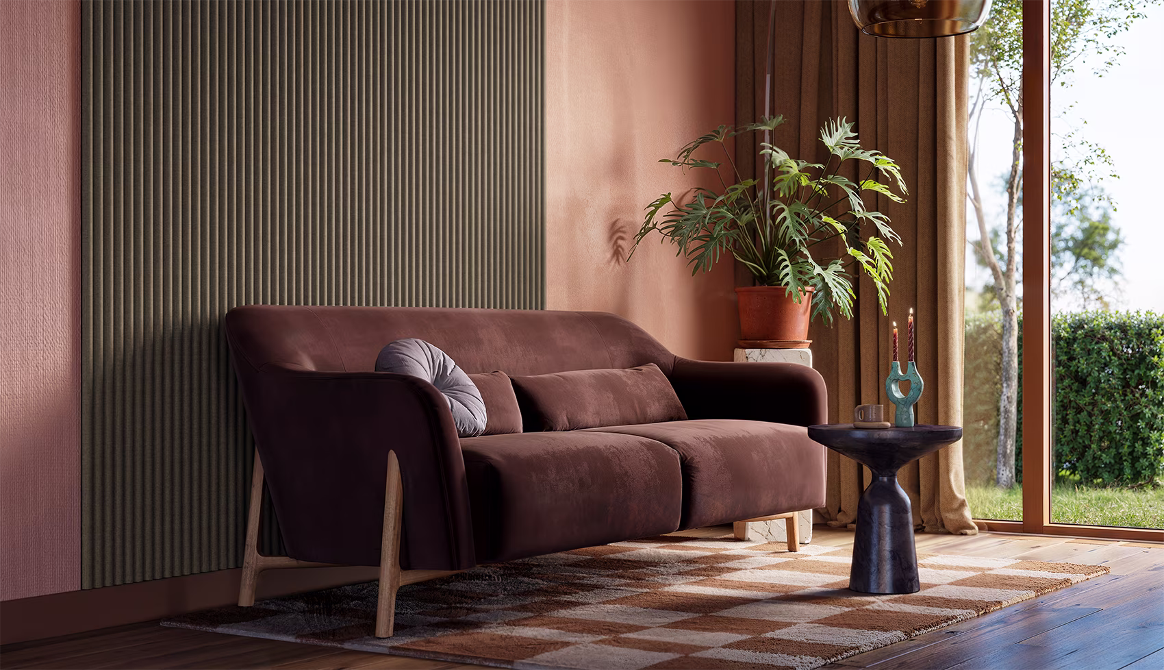 Cando Decowall in woonkamer achter bank | Praxis