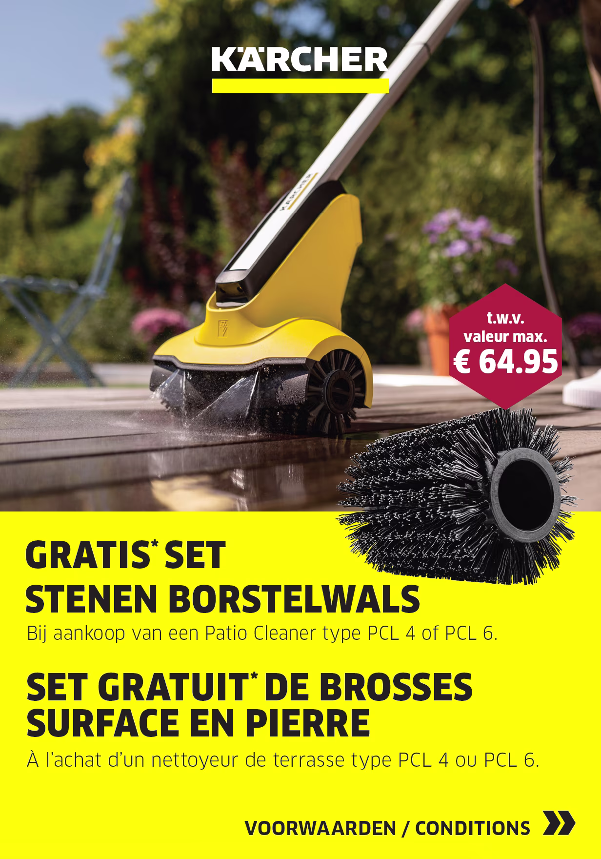 Cashback Karcher set stenen borstelwals | Cashback Karcher set de brosses surface en pierre