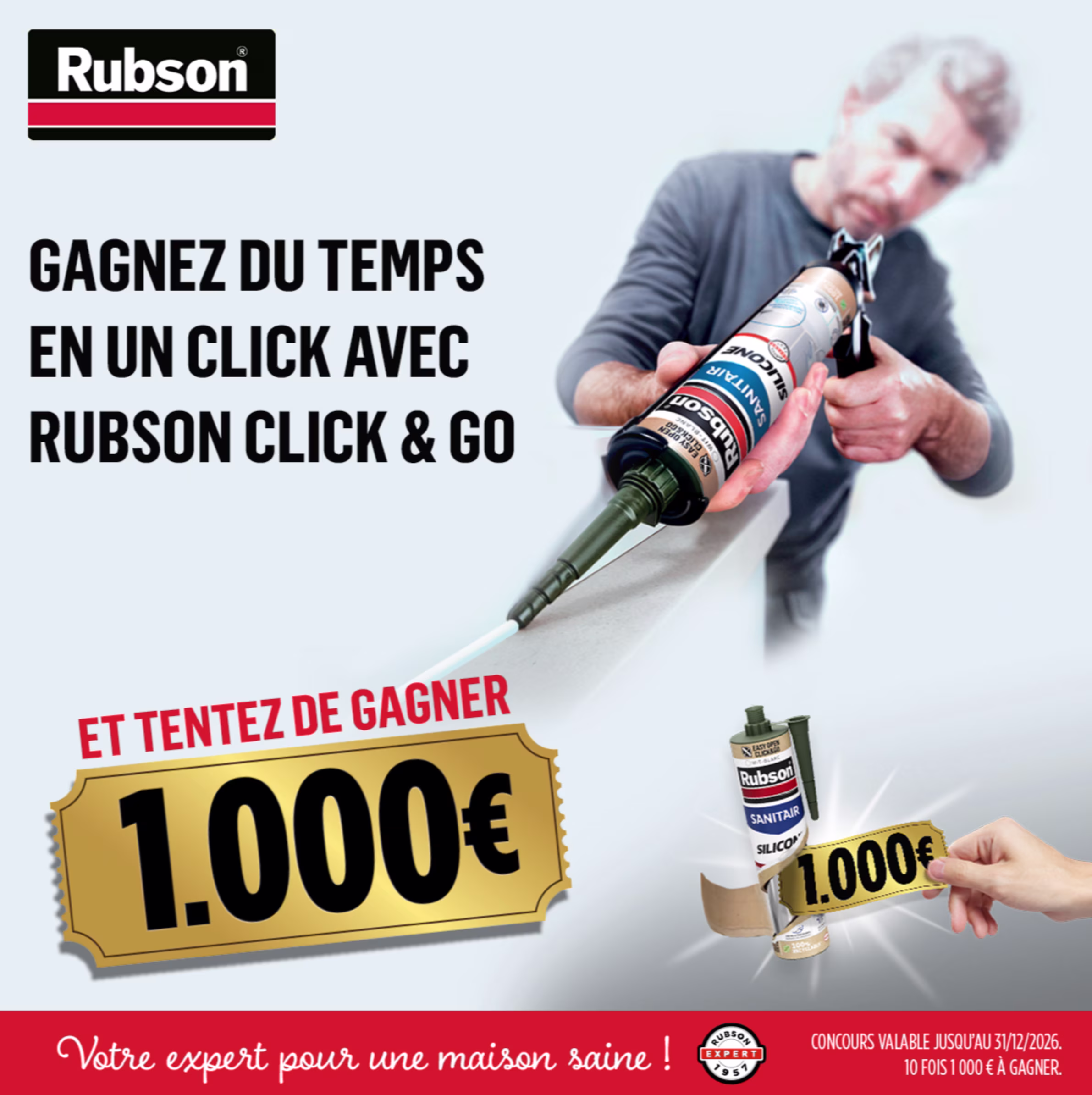 Cashback Henkel Rubson gagnez du temps en un click avec Rubson Click & Go et tentez de gangner 1.000€