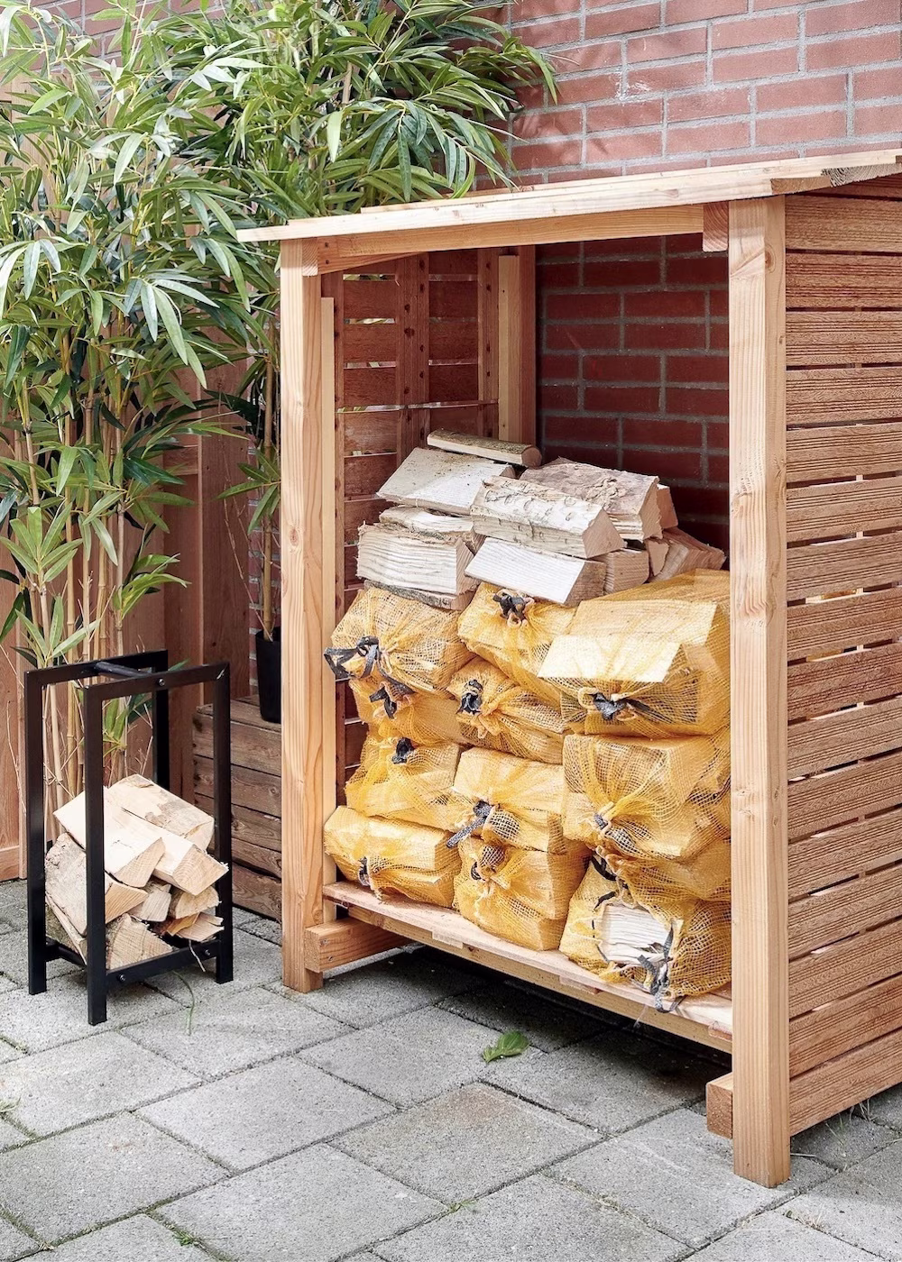 DIY open haard houtopslag