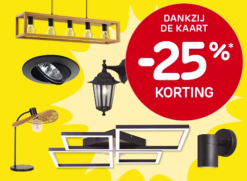 25% korting op alle verlichtingen bij aankoop van min. €40