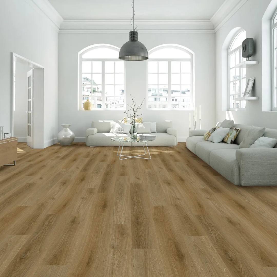 Houten PVC vloer in woonkamer | Revêtement de sol en bois PVC dans le salon 