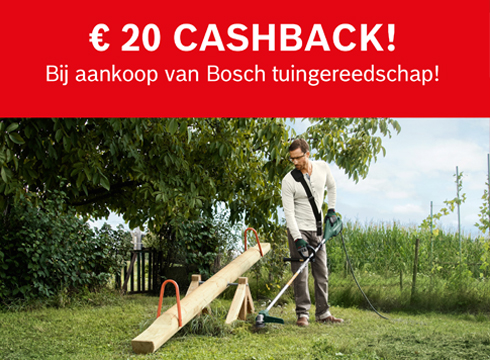 Tot 20 euro cashback bij aankoop van Bosch elektrisch tuingereedschap | Praxis