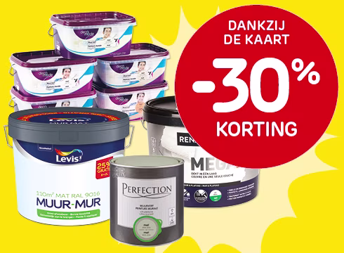 30% korting op alle verf bij aankoop van min. €40