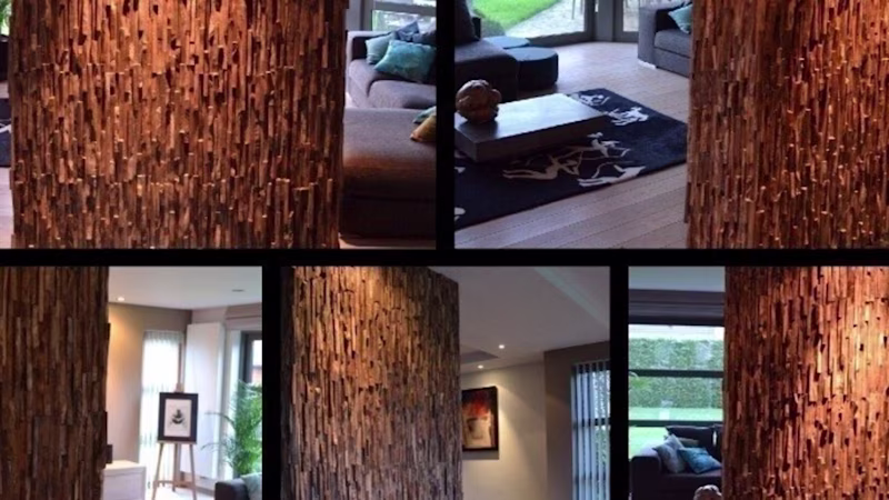 Revêtement mural avec bandes de bois 