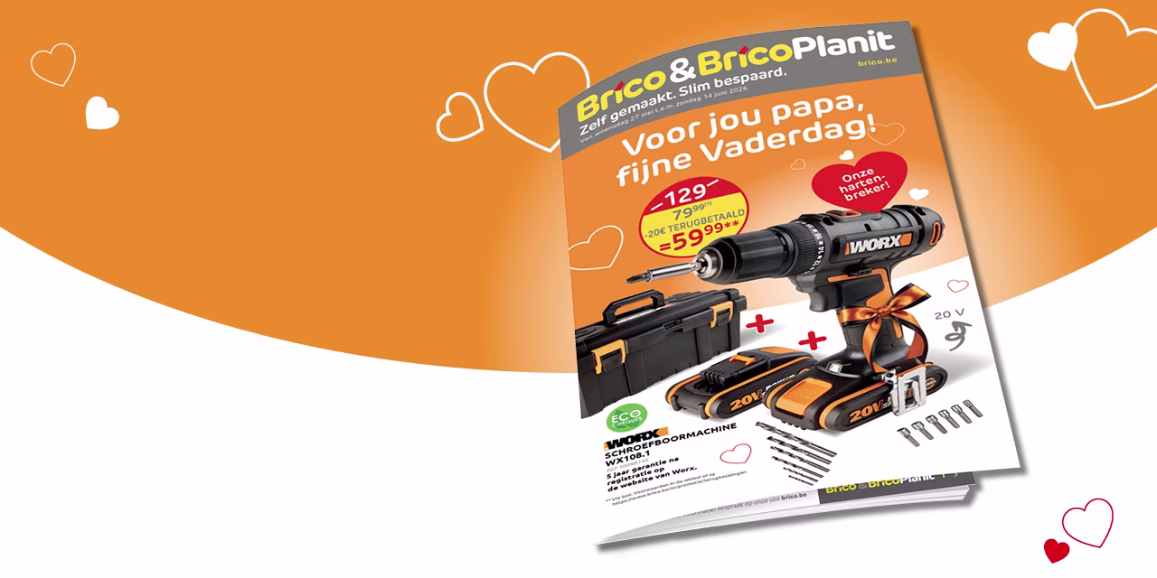 F09 Promo folder - Worx cordless drill. nl-BE. Brico promo Worx accuboormachine