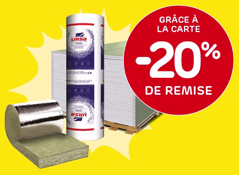 20% korting op alle isolatie en gipsplaten