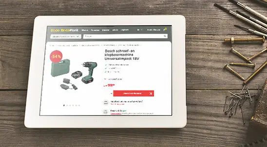 Tablet met webpagina Brico | Tablette avec page web Brico