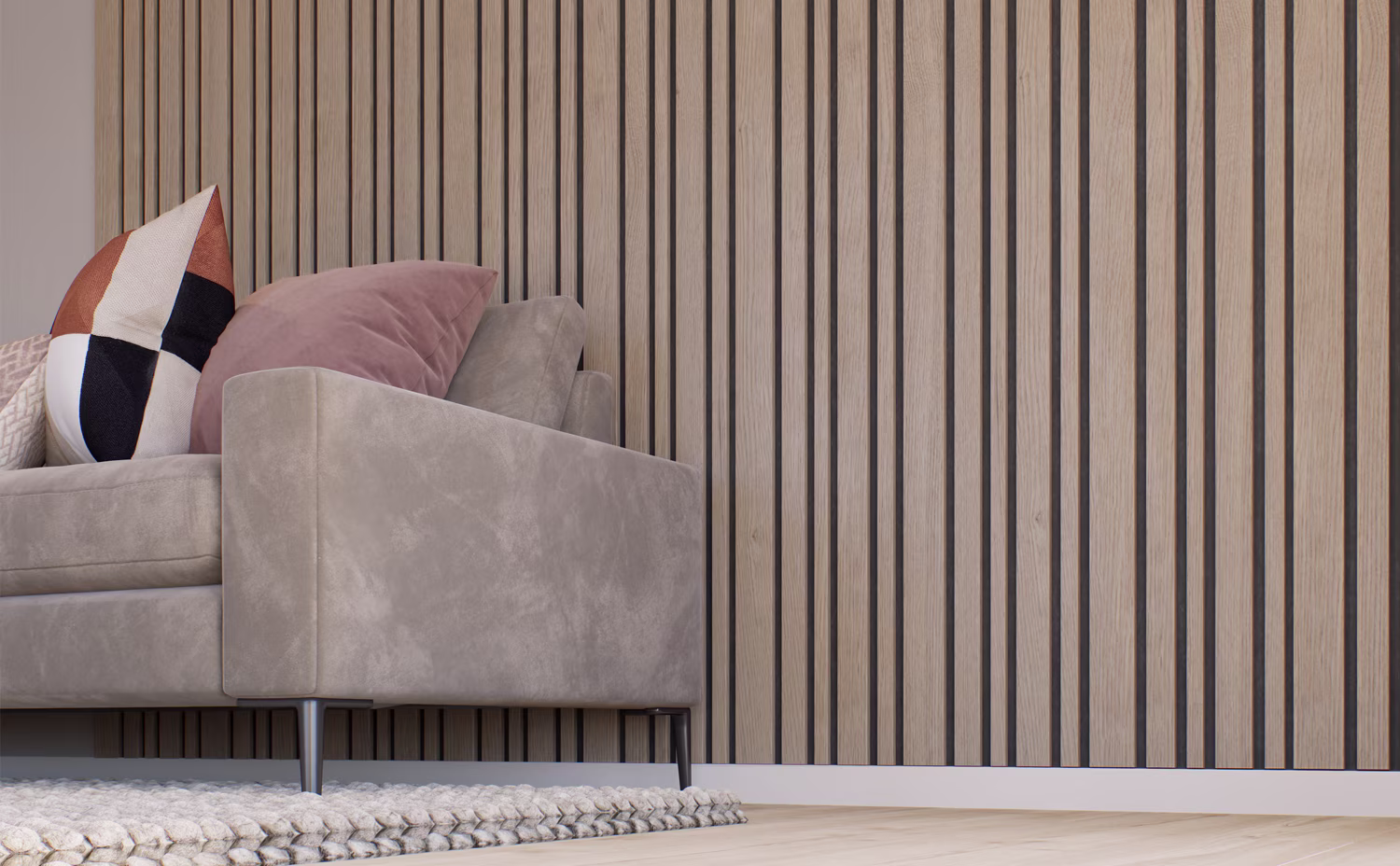 Decowall wandpanelen achter de bank | Praxis