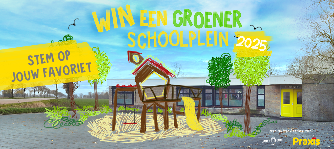 Win een groen schoolplein met de actie van Praxis en Jantje Beton