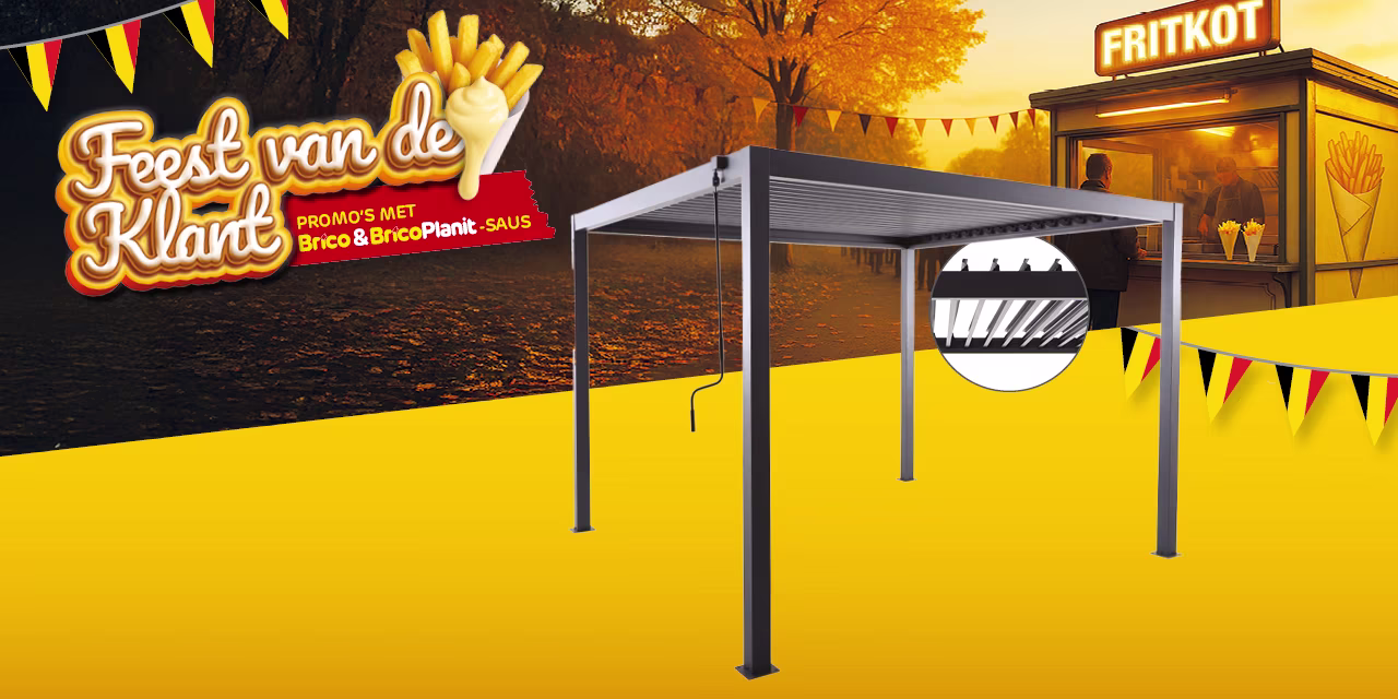 Brico promo vrijstaande pergola Essenza met lamellen